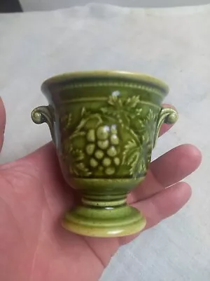 Buy Lovely Vintage Holkham Pottery Grape & Vine Embossed Green Vase Urn Small • 4.75£