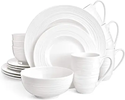 Buy Infinity Bone China Dinnerware Set 16Pcs Round Plates Soup Bowls Dinner Plate • 111.86£