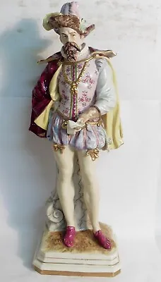 Buy A Large Antique 19thc Capodimonte Porcelain Figure  Italian Nobleman , 16 Inches • 59.99£