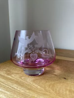 Buy Caithness Glass Pink Vase/Bowl 40 Year Anniversary Etched • 6.95£