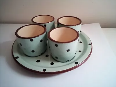 Buy Devonshire Pottery Torquay 4 Egg Cups & Tray  Spotted 14.5 Cm • 15£