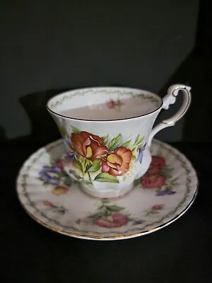 Buy Vintage Queens Rosina China Co Tea Cup & Saucer Special Flowers Sweet Pea April • 13.68£