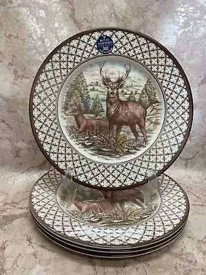 Buy Royal Stafford Thanksgiving STAG DEER BUCK DINNER Plates Set Of 4 New W/defect • 63.25£