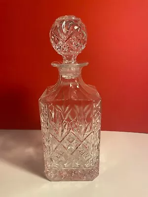 Buy Heavy Lead Crystal Cut Square Decanter With Stopper, Vintage • 21.61£