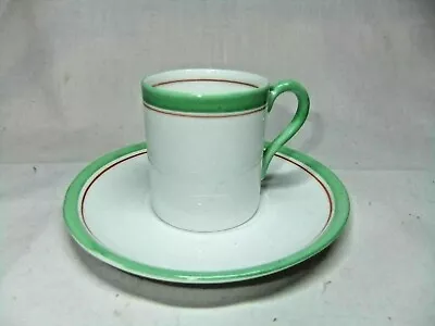 Buy Shelley Coffee Cup & Saucer Green Handpainted Art Deco Pattern 7308 Vintage • 4.99£