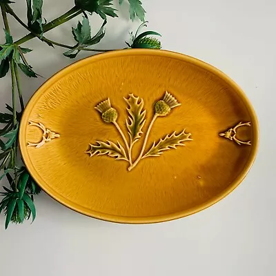 Buy Vintage West Highland Pottery Oval Plate With Raised Thistle And Stag Decoration • 7.99£