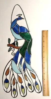 Buy Stained Glass Peacock For Window, 16  Tall, 7  Wide • 90.55£
