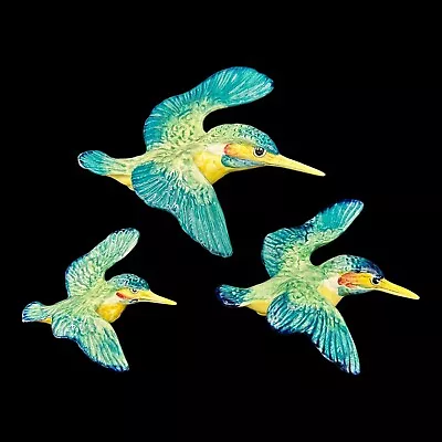 Buy Rare Set 3 Beswick Kingfisher Bird Wall Plaques Flying To The Right * No 729 * • 289.95£