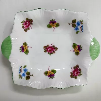 Buy Shelley Square Fine Bone China Rose Pansy Forget-Me-Not Floral Trinket Dish Tray • 10£