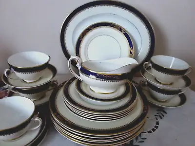 Buy Royal Grafton Bone China Viceroy Blue-Gold Dinner Set Collection Tableware • 55£
