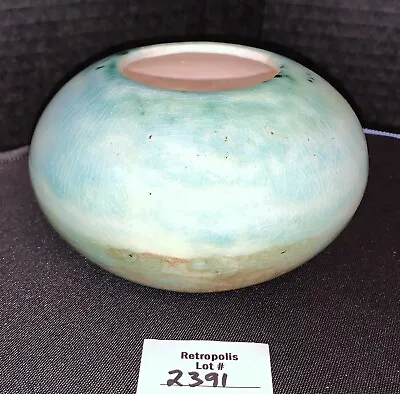 Buy Aqua Blue Drip Glaze Pottery Vase Ball Bowl Round Vintage • 26.54£