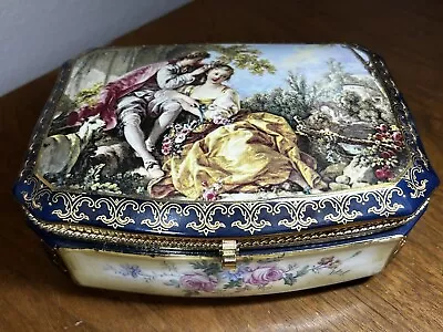Buy Vintage LIMOGES CHINA Signed, Victorian Painted Large Dresser Box Chest 8  • 434.73£
