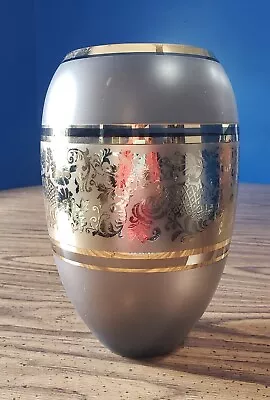 Buy Czechoslovakian Bohemian Glass Frosted Vase With 24kt Gold Trims • 28.94£