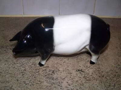 Buy Large Vintage Pottery Beswick? Black And White Pig • 19.99£