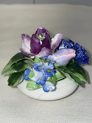 Buy Vintage Royal Adderley Floral Bone China Basket Of Flowers Made In England 3”x3” • 23.66£