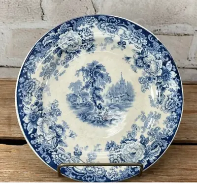 Buy Vintage English Plate- Allertons Ltd. Kenilworth- Blue And White Plate • 86.31£