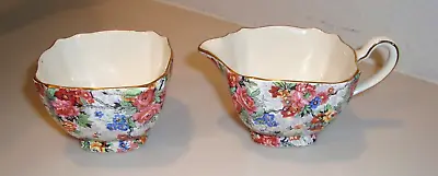 Buy BCM  LORD NELSON WARE   England  MARINA CHINTZ   Open Sugar Bowl And Creamer • 15.37£