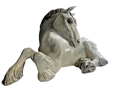 Buy BESWICK - Vintage Dapple Grey Shire Mare  / Horse Lying Down -Model 2459 • 175£