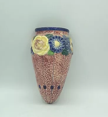 Buy Ceramic Yellow Blue Floral Wall Pocket Vase • 26.40£