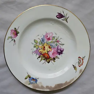Buy Early Crown Derby Hand Painted Floral Plate, Circa Early 19th Century (f) • 30£