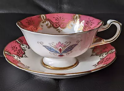 Buy RARE PARAGON CUP & SAUCER Pink Blue Flowers And Gold Trim • 50£