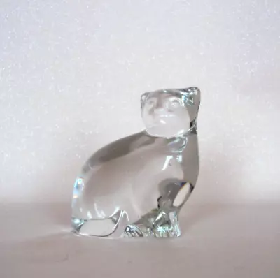 Buy Villeroy & Boch Crystal Glass Cat Sitting Figurine / Paperweight. Vintage, Clear • 8£