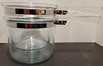 Buy Vintage Pyrex Flameware Clear Glass Double Boiler Pots NO LID 1 1/2 Quart 6283 • 31.41£