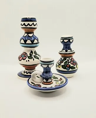 Buy Delft Holland Floral Blue & White Minature Trio Vases And Candle Holder Vintage • 24.65£