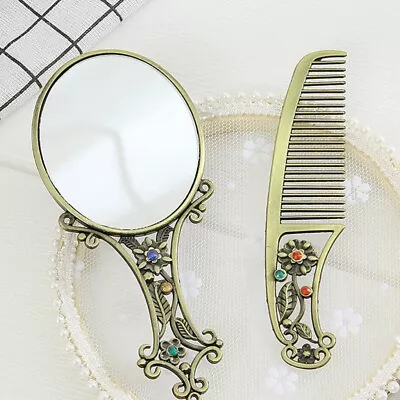 Buy Comb Mirror Set Antique Mirror Hand Mirror Metal Woman Mirror • 8.56£
