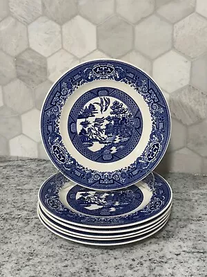 Buy 6 -Piece Set Blue Willow Plates 9” Vintage Transferware Dinnerware • 31.09£