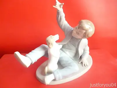 Buy Nao / Lladro  Figurine.( Boy Playing With Dog) In Very Good Condition • 24.99£
