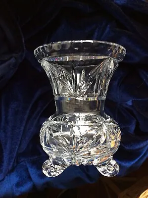 Buy Crystal Cut Glass Vase With Decorative Feet. Excellent Condition. 6” Tall. • 20£