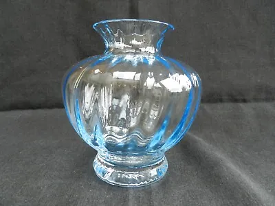 Buy Vintage Dartington Glass Blue And Clear Coloured Ripple Vase • 14.99£