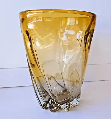 Buy Whitefriars Style Spiral Swirl Twist Ambre And Clear Ombre Glass Vase • 28.87£