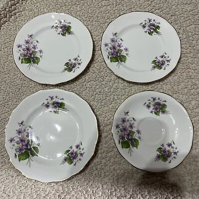 Buy Royal Standard Violets Pattern 3 X  Tea Size Plate 6 1/2” Plus A Saucer • 15£