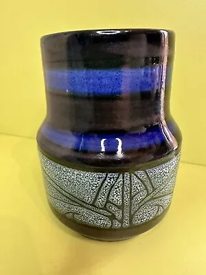 Buy CELTIC POTTERY NEWLYN CORNWALL Blue Medallion MCM Fat Lava Vase • 35.96£