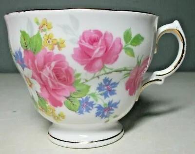 Buy ROYAL VALE Bone China FOOTED TEACUP, Made In England ~ Pink Roses & Wild Flowers • 10.35£