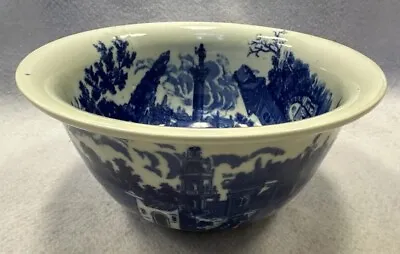 Buy Vintage Victoria Ware IronStone Flow Blue & White Landscape 10”W X 5”H Footed • 81.66£