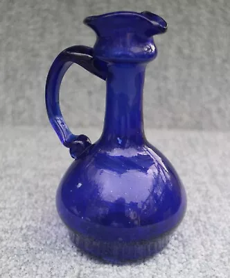 Buy Vintage Cobalt Blue Bristol Blue Handblown Glass Jug Or Oil /  Vinegar Bottle • 8£