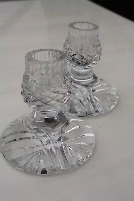 Buy Pair Vintage Cut Glass Crystal Circular Thistle Candlesticks Candle Holders • 20£