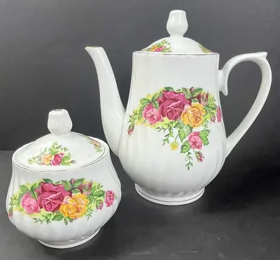 Buy Vintage English Rose Teapot & Sugar Bowl + Lids Pretty Flowers China  Large 9  • 31.84£