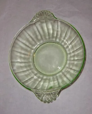 Buy Green Depression Glass Serving Bowl - Paneled, W/ Shell Handles - Unknown Maker • 10.09£