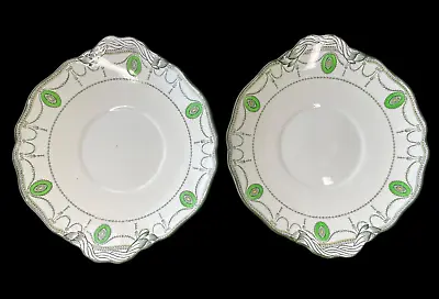 Buy TWO ANTIQUE Royal Doulton Green COUNTESS D2802 523784 Handled Eared Cake Plates • 14.95£