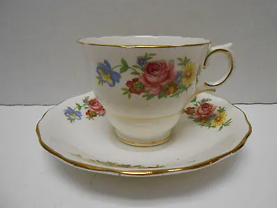 Buy Vtg. Colclough China Pink/Yellow Floral Pattern Tea Cup/Saucer,England • 11.53£