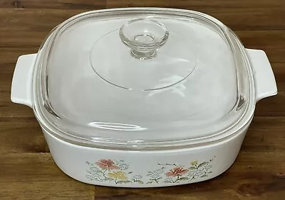 Buy Vintage Corning Ware Autumn Meadow A-2-B Casserole Dish 2L With Pyrex Lid • 25.60£