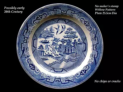 Buy Vintage Blue & White Willow Pattern Dinner Plate No Maker`s Stamp Circa 1920s-30 • 9.99£