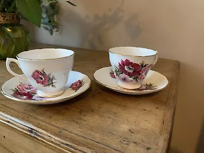 Buy 2 Royal Vale Bone China Teacups And Saucers Wildflowers Pattern #8169 Superb • 40£