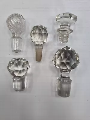 Buy Vintage Glass Decanter  X 5 Stopper/Tops, Used • 10£