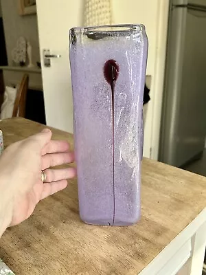 Buy Large Bubble Glass Rectangular Purple Hand Made Vase 30cm Tall • 25£