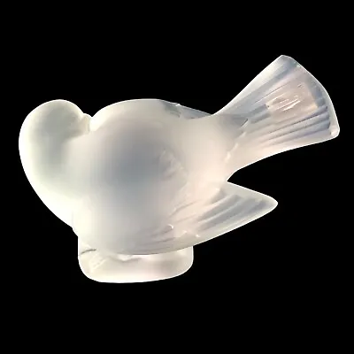 Buy Lalique Crystal Bird Sculpture Paperweight Satin Glass Sparrow France • 63.78£
